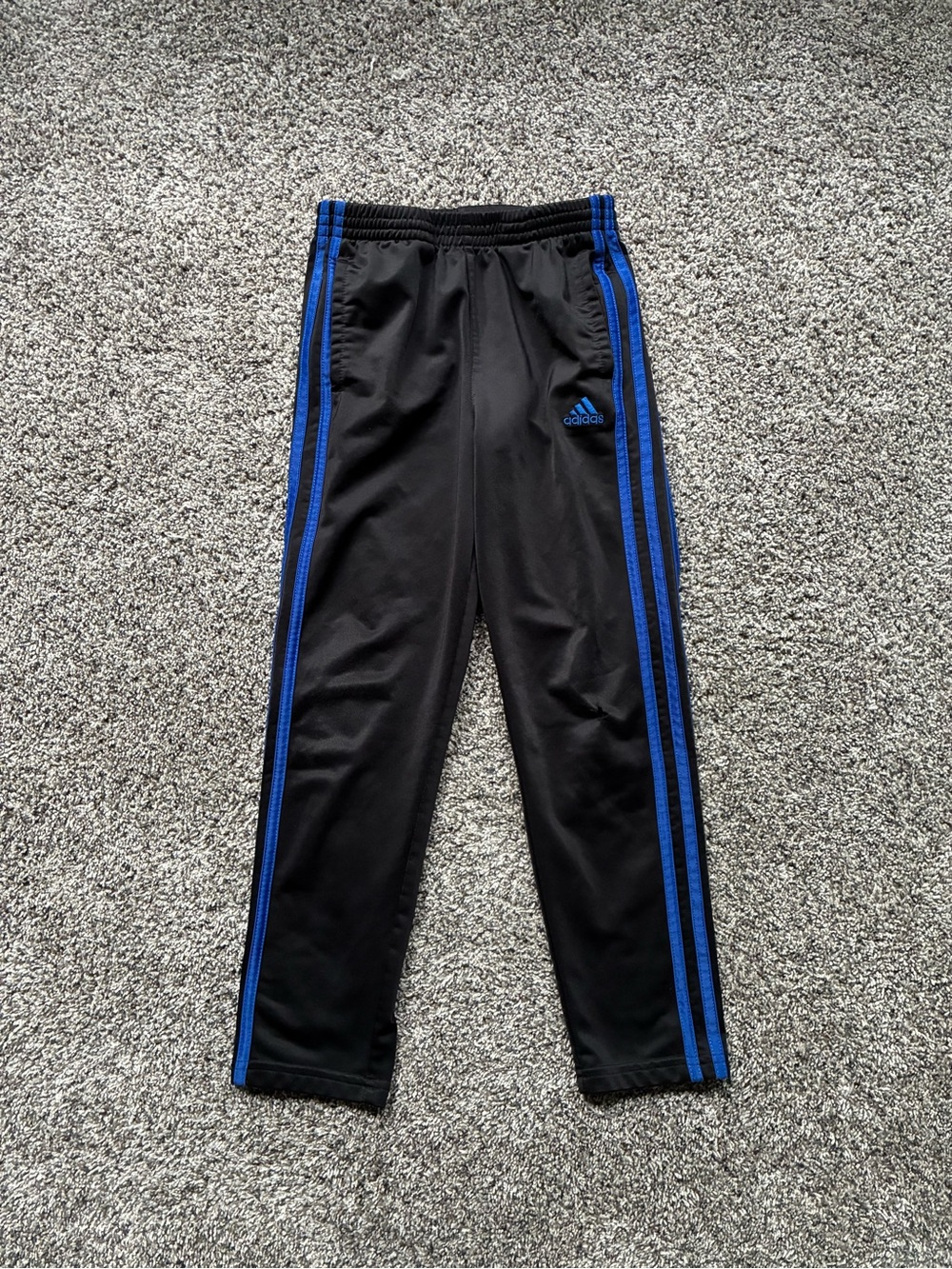 Adidas Boy’s Black and Blue Athletic Pants, Size 7